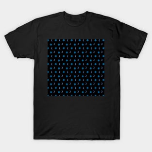 Stars and Moons Pattern on Black T-Shirt
